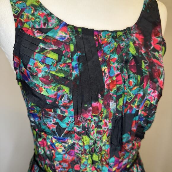 Broadway & Broome Silk Dress Women's Size 0 Abstract Floral Colorful Pleated - Picture 3 of 11